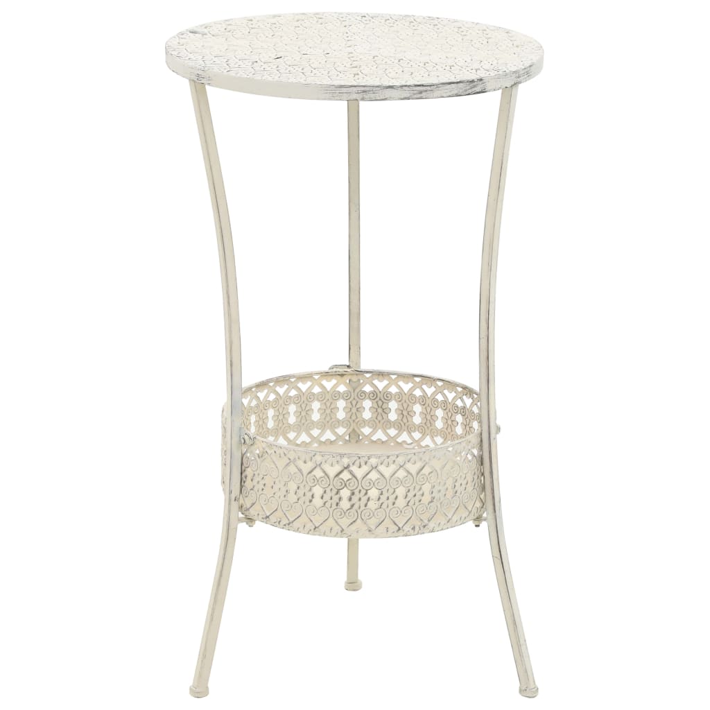 Bistrobord Vintage Stil Rund Metall 40X70 Cm Vit