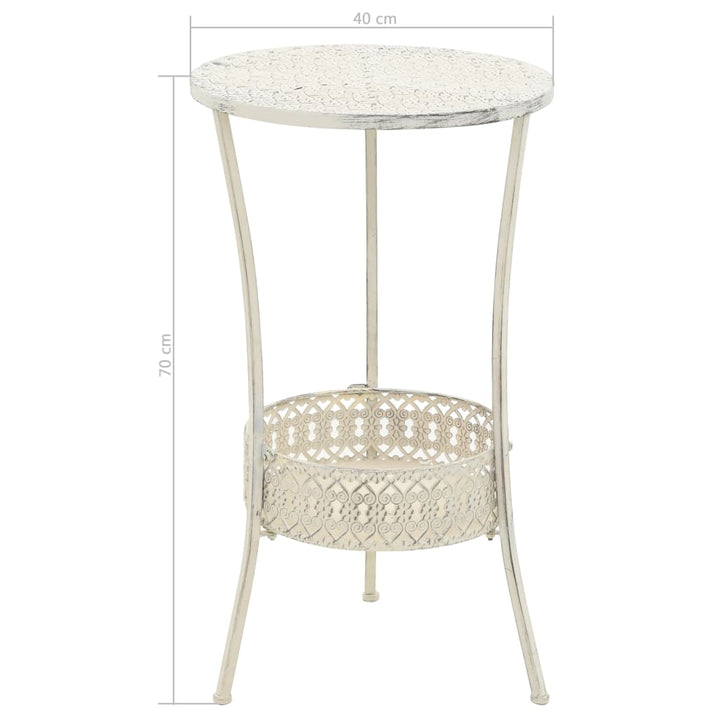 Bistrobord Vintage Stil Rund Metall 40X70 Cm Vit