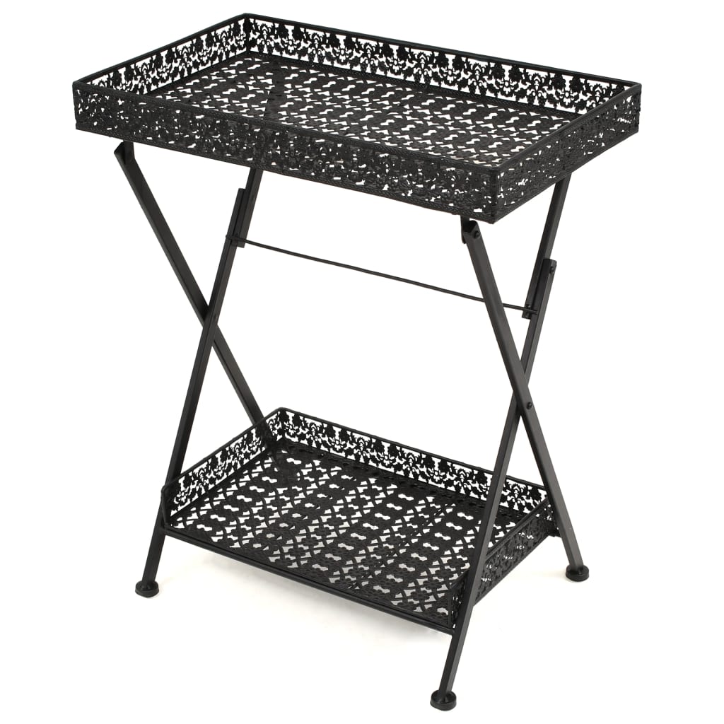 Hopfällbart Tebord Vintage Stil Metall 58X35X72 Cm Svart