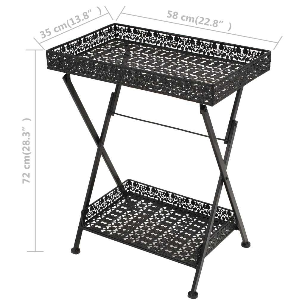 Hopfällbart Tebord Vintage Stil Metall 58X35X72 Cm Svart