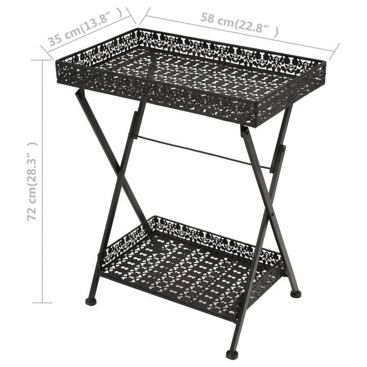 Hopfällbart Tebord Vintage Stil Metall 58X35X72 Cm Svart