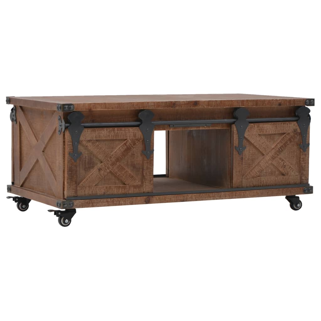 Soffbord Massivt Granträ 91X51X38 Cm Brun