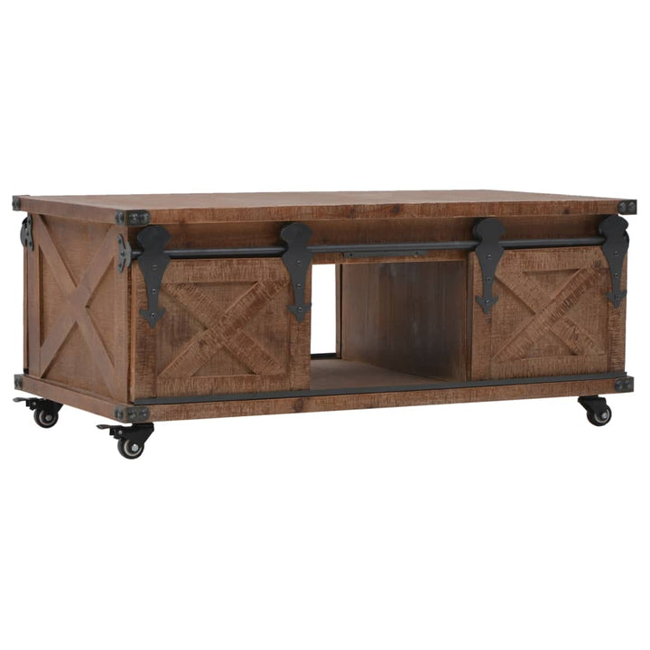 Soffbord Massivt Granträ 91X51X38 Cm Brun