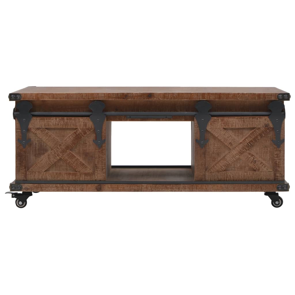 Soffbord Massivt Granträ 91X51X38 Cm Brun