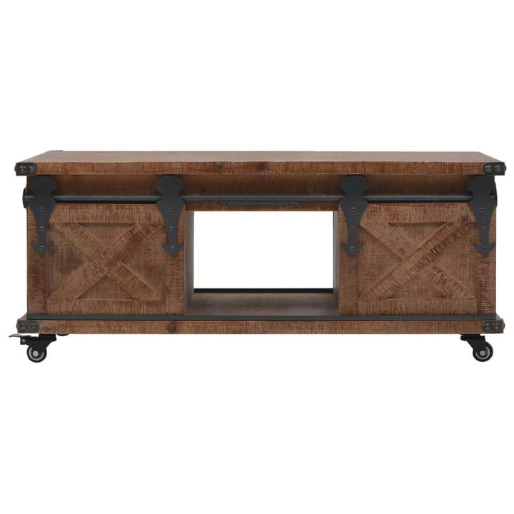 Soffbord Massivt Granträ 91X51X38 Cm Brun