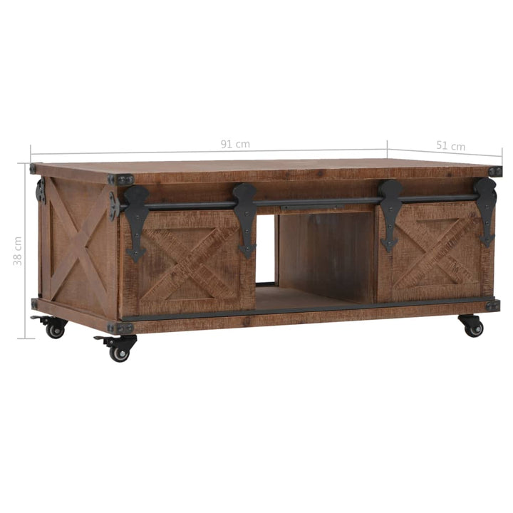 Soffbord Massivt Granträ 91X51X38 Cm Brun