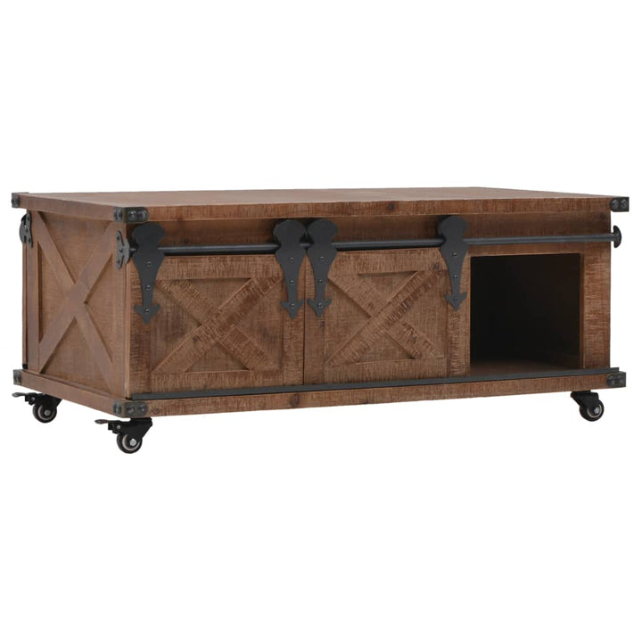 Soffbord Massivt Granträ 91X51X38 Cm Brun