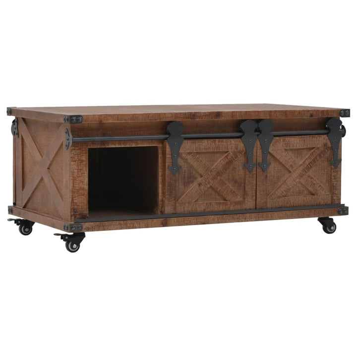 Soffbord Massivt Granträ 91X51X38 Cm Brun