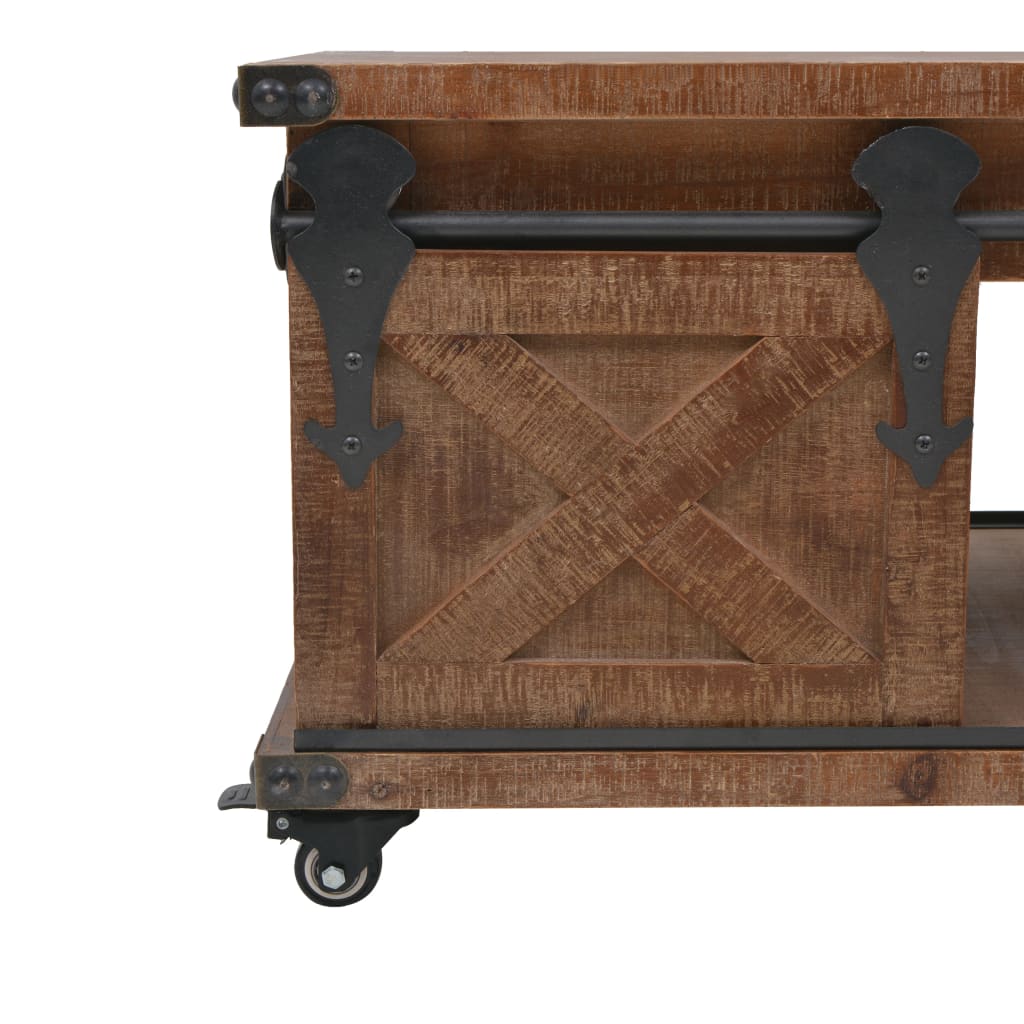 Soffbord Massivt Granträ 91X51X38 Cm Brun