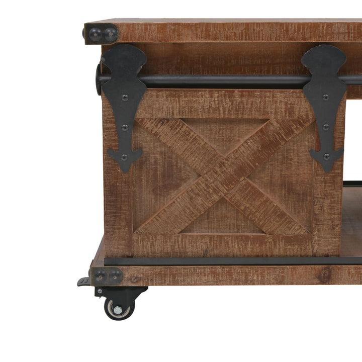 Soffbord Massivt Granträ 91X51X38 Cm Brun