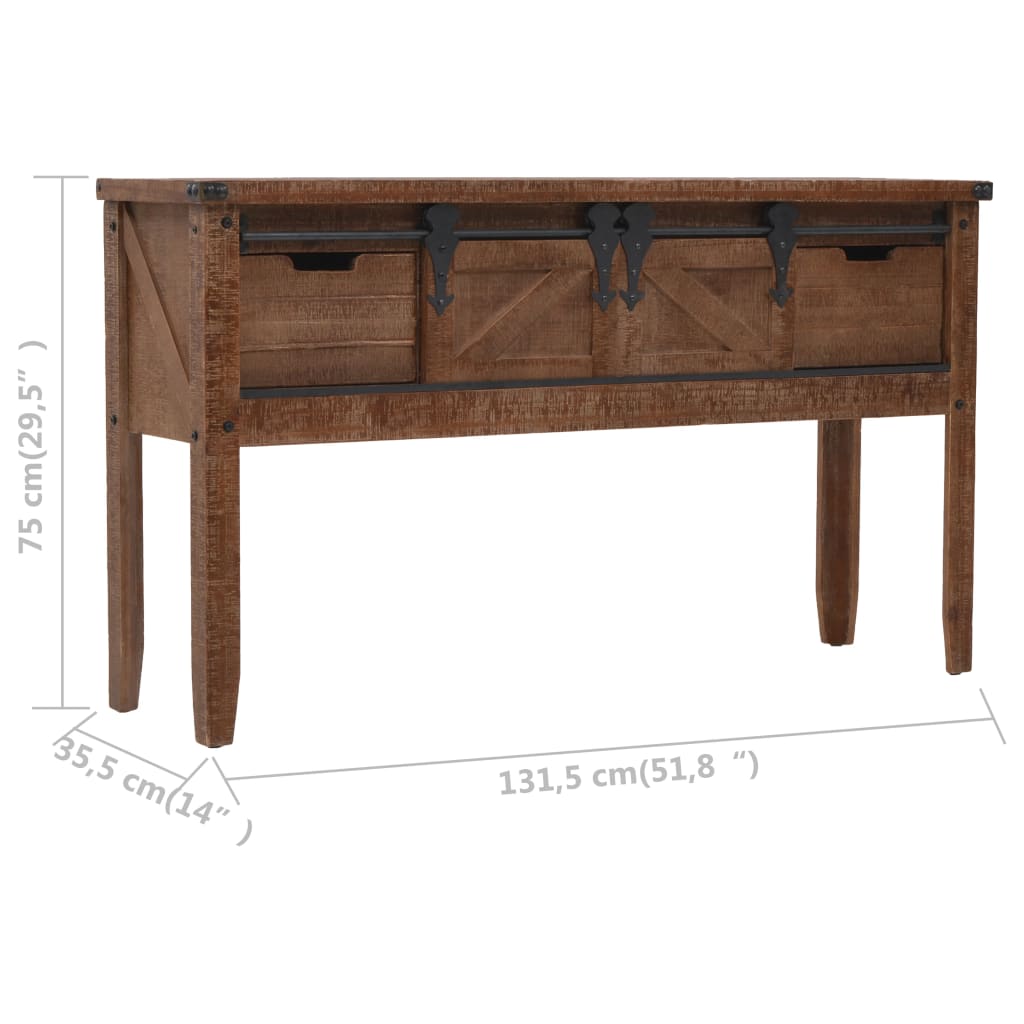 Konsolbord Massivt Granträ 131X35,5X75 Cm Brun