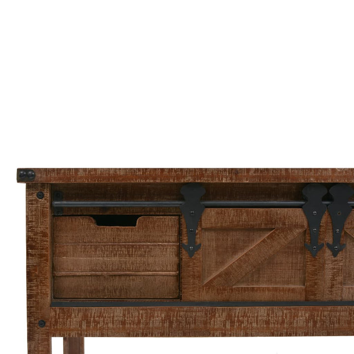 Konsolbord Massivt Granträ 131X35,5X75 Cm Brun
