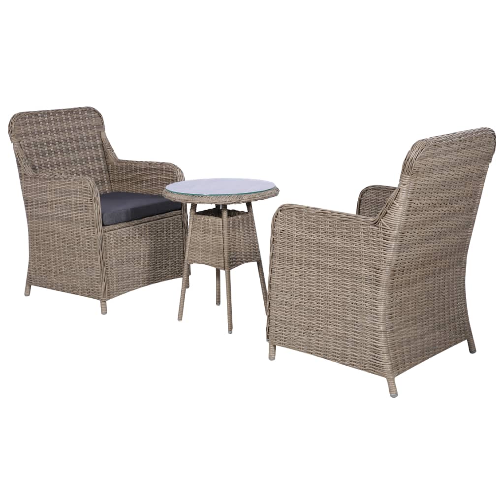 Bistrogrupp 3 Delar Med Dynor Konstrotting Brun