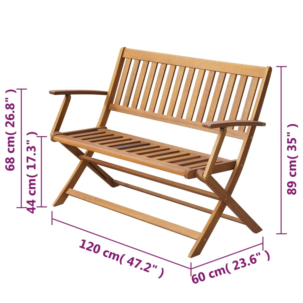 Trädgårdsbänk 120 Cm Massivt Akaciaträ