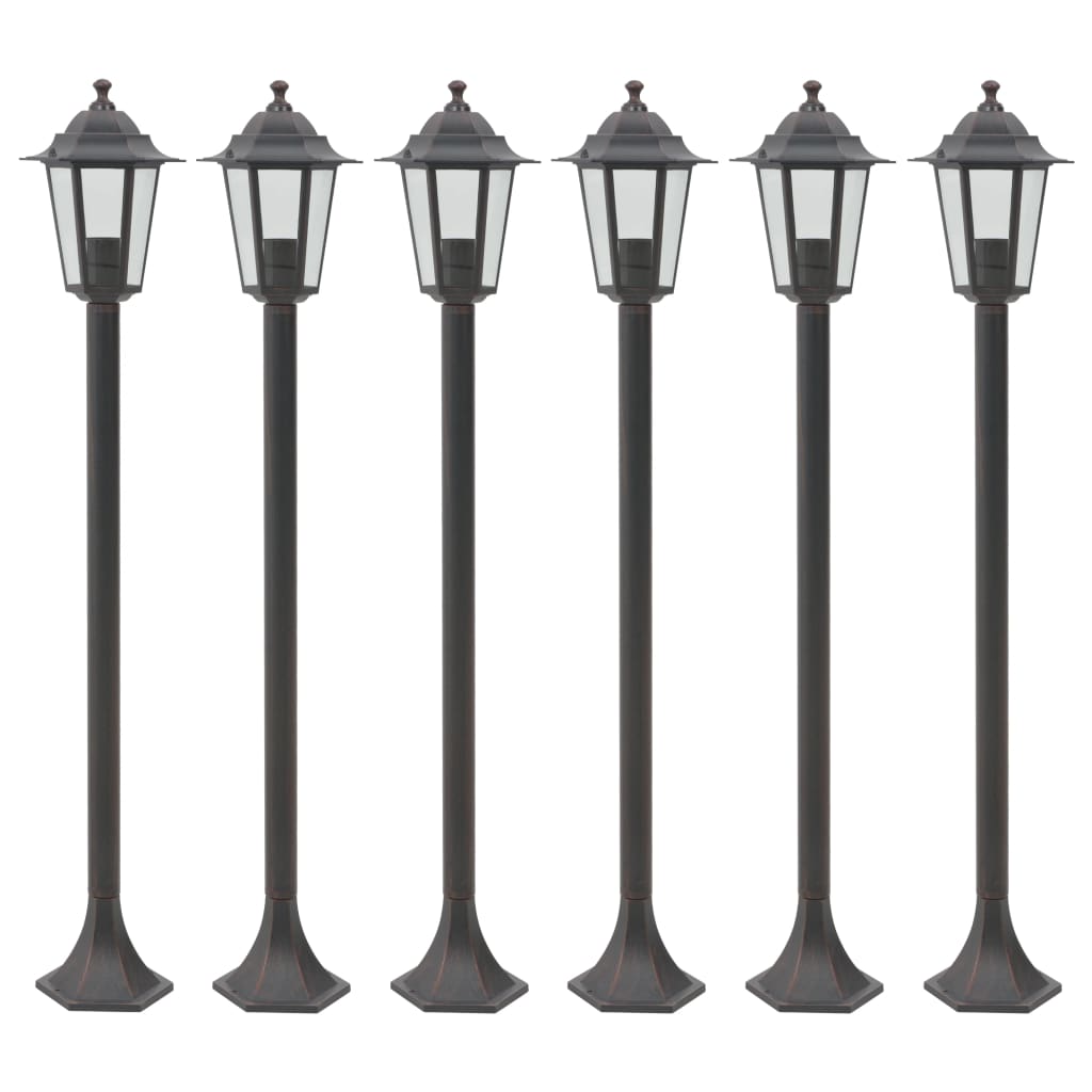 Lyktstolpar För Trädgård 6 St E27 110 Cm Aluminium