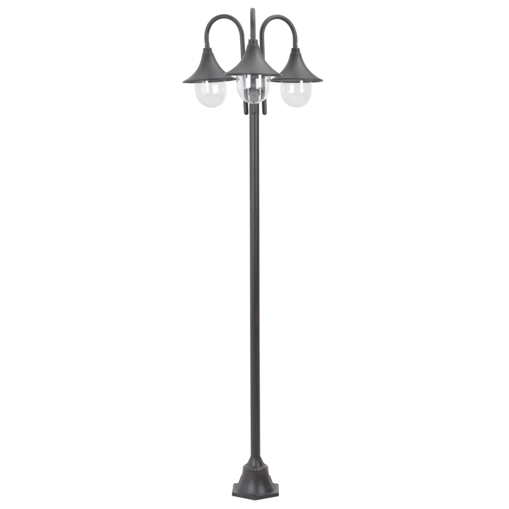 Lyktstolpe För Trädgård E27 220 Cm Aluminium 3 Lyktor