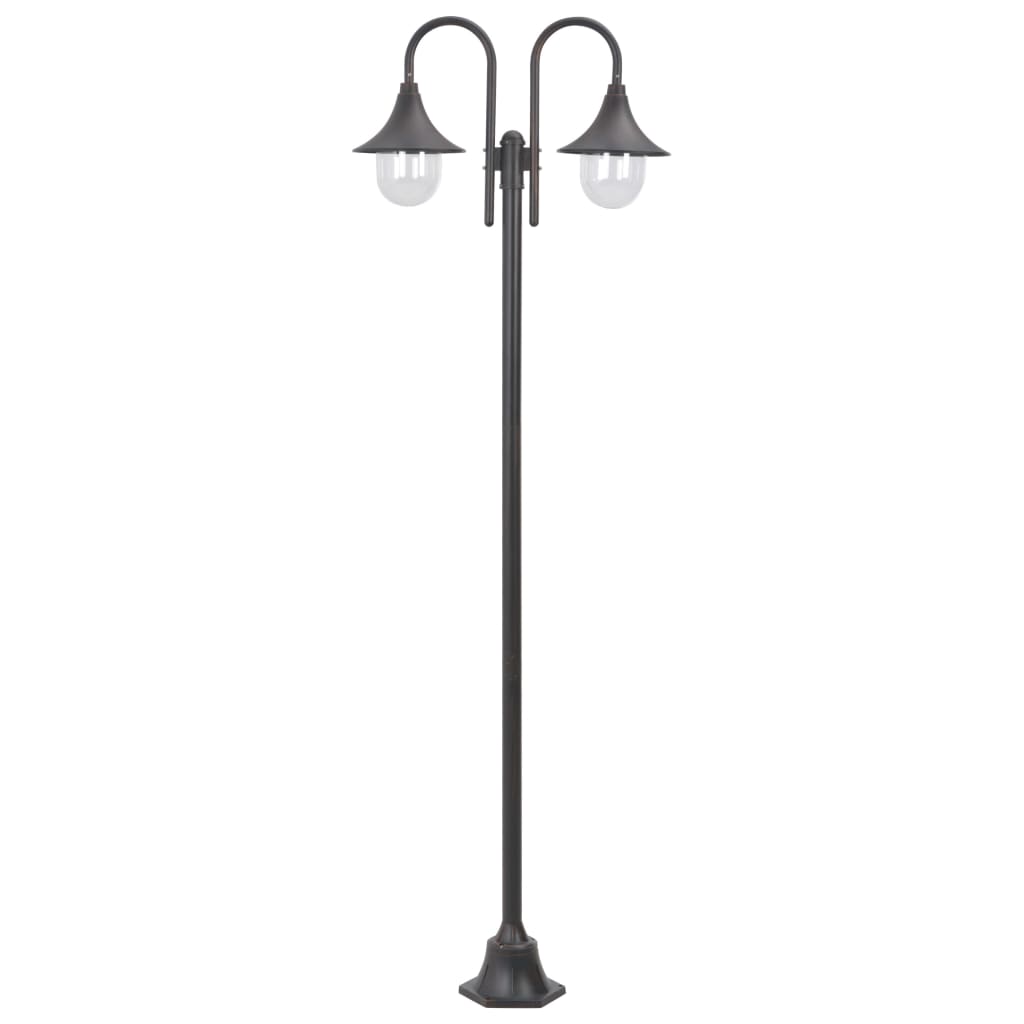 Lyktstolpe För Trädgård E27 220 Cm Aluminium 2 Lyktor