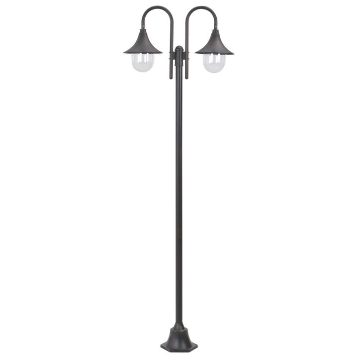 Lyktstolpe För Trädgård E27 220 Cm Aluminium 2 Lyktor