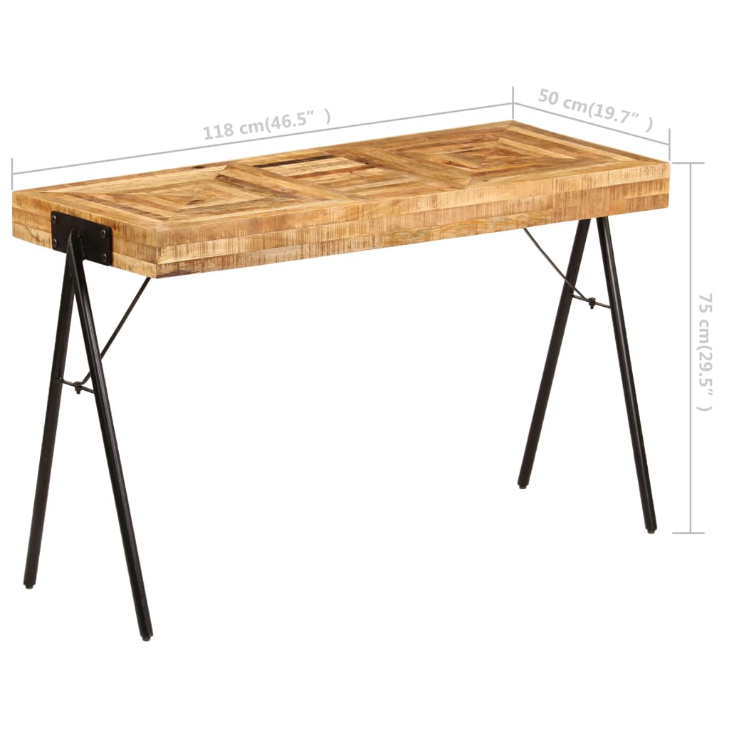 Skrivbord Massivt Mangoträ 118X50X75 Cm