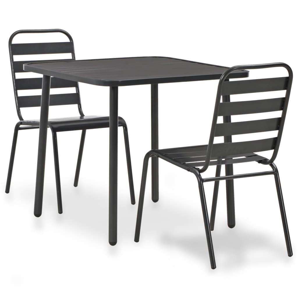 Caféset 3 Delar Stål Mörkgrå