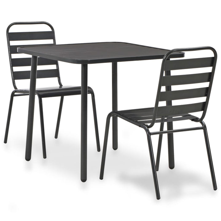 Caféset 3 Delar Stål Mörkgrå