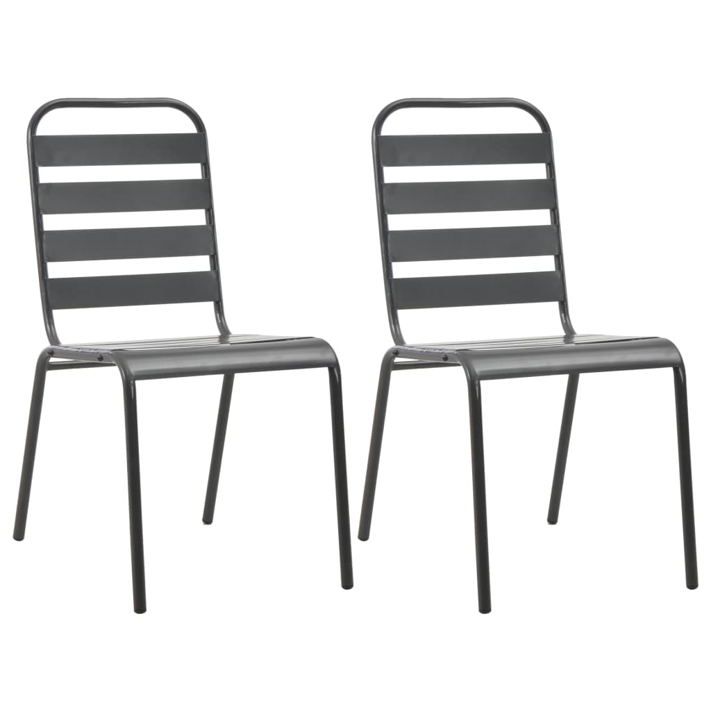 Caféset 3 Delar Stål Mörkgrå