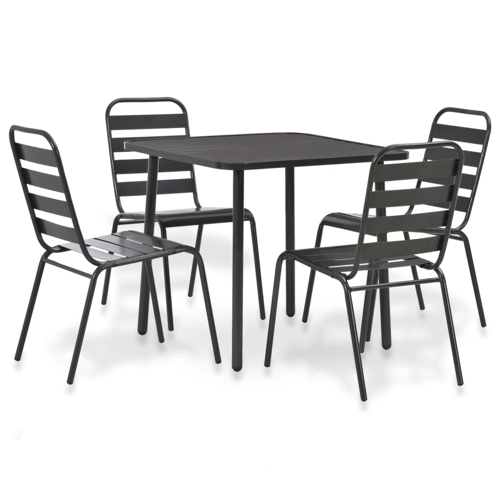 Caféset 3 Delar Stål Mörkgrå