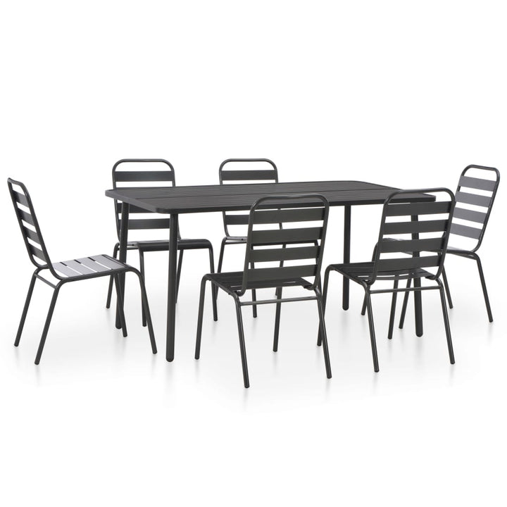 Caféset 3 Delar Stål Mörkgrå