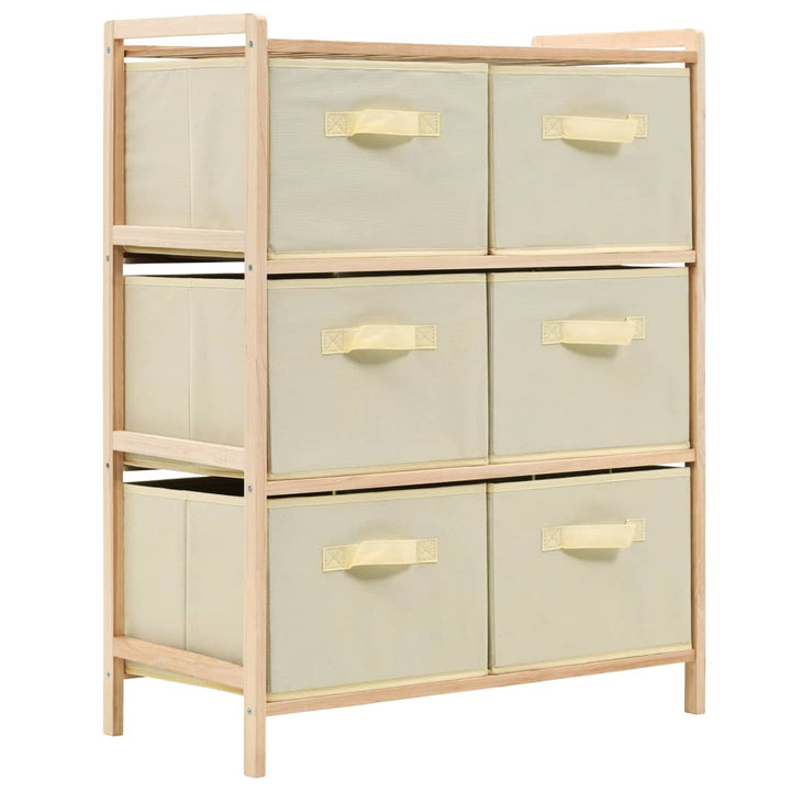 Förvaringshylla Med 6 Tygkorgar Cedarträ Beige