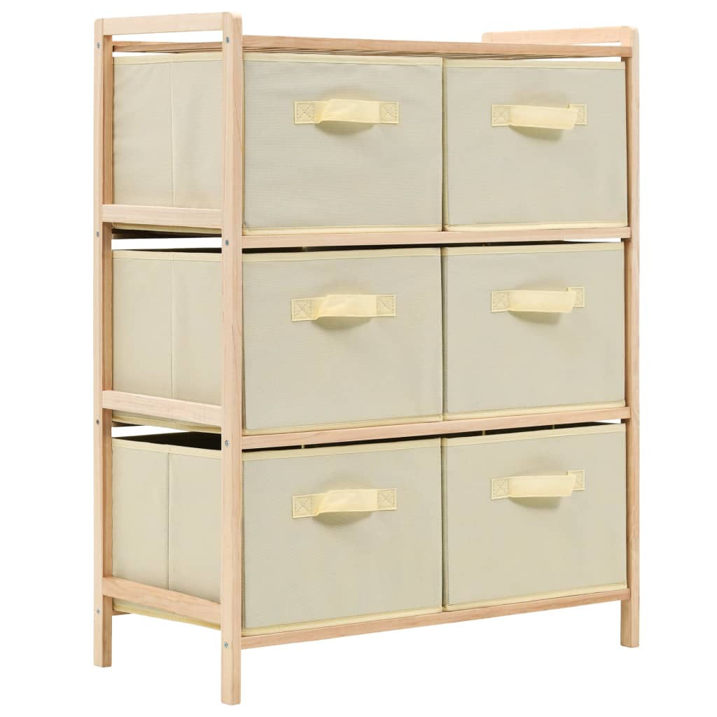 Förvaringshylla Med 6 Tygkorgar Cedarträ Beige