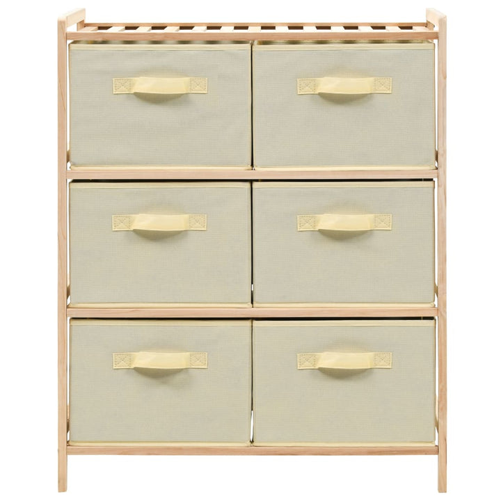 Förvaringshylla Med 6 Tygkorgar Cedarträ Beige