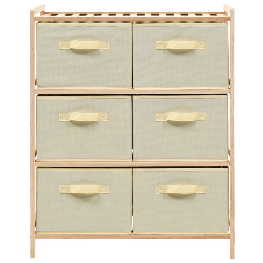 Förvaringshylla Med 6 Tygkorgar Cedarträ Beige