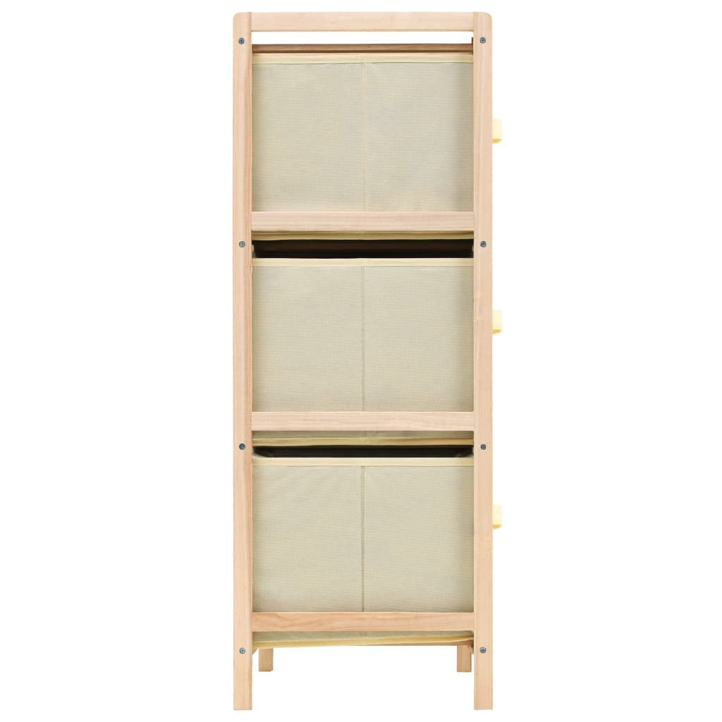 Förvaringshylla Med 6 Tygkorgar Cedarträ Beige