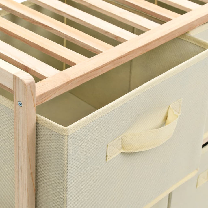 Förvaringshylla Med 6 Tygkorgar Cedarträ Beige