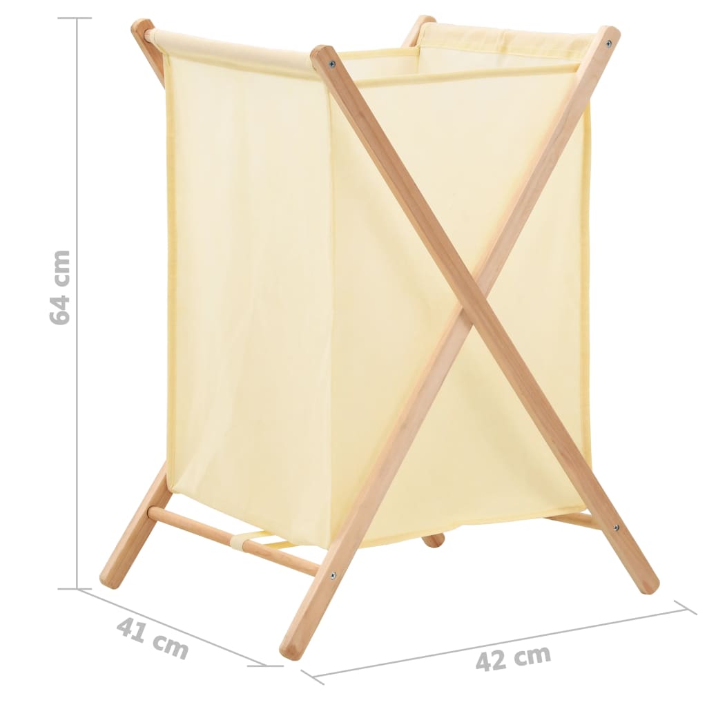 Tvättkorg Cedarträ Och Tyg 42X41X64 Cm Beige