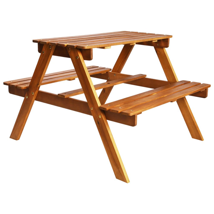 Picknickbord För Barn Med Parasoll 79X90X60Cm Massiv Akacia