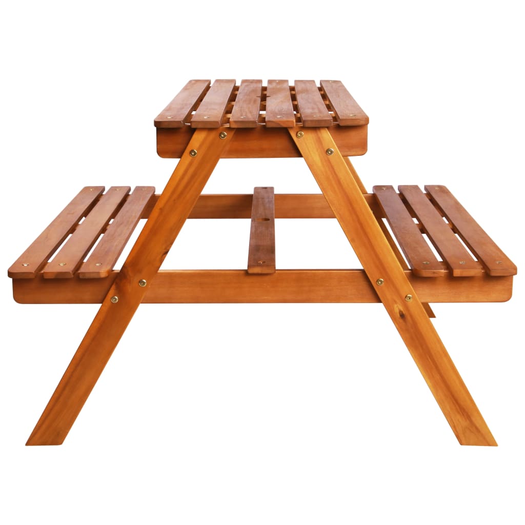 Picknickbord För Barn Med Parasoll 79X90X60Cm Massiv Akacia