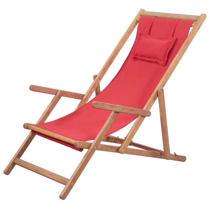 Hopfällbar Strandstol Tyg Och Träram