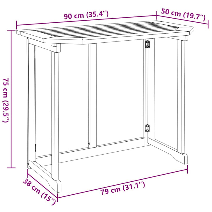 Cafébord 90X50X75 Cm Massivt Akaciaträ