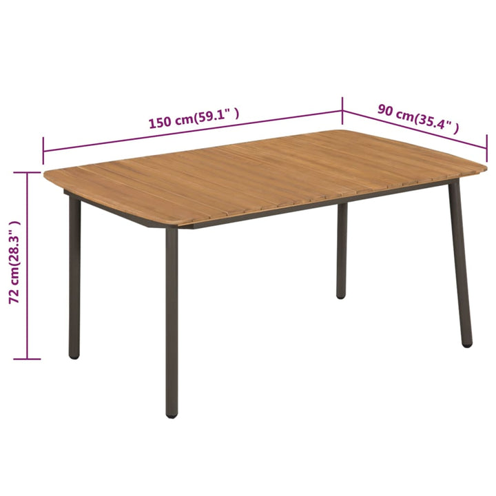 Trädgårdsbord 150X90X72Cm Massivt Akaciaträ Och Stål