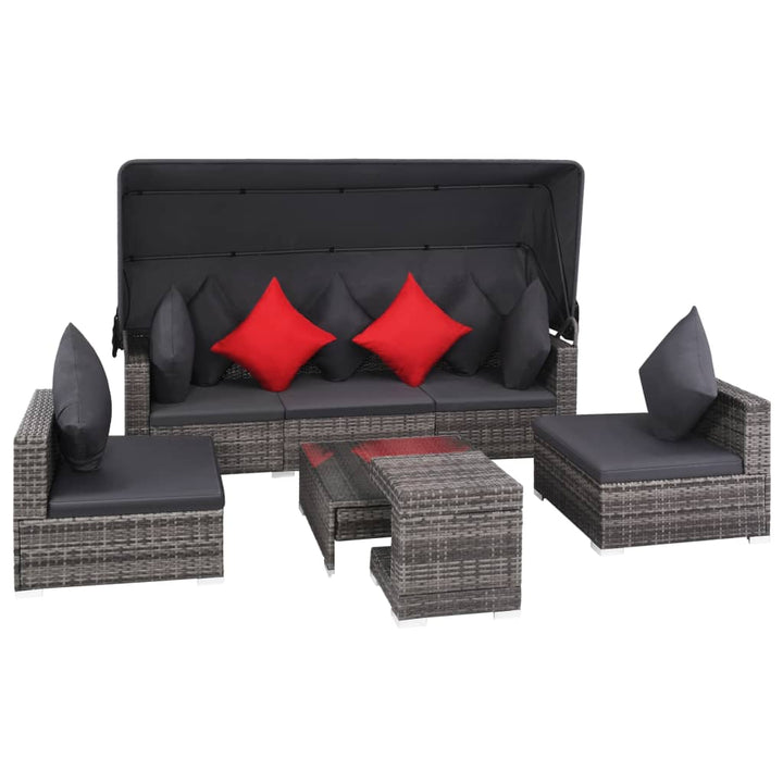 Loungegrupp Med Soltak 7 Delar Konstrotting