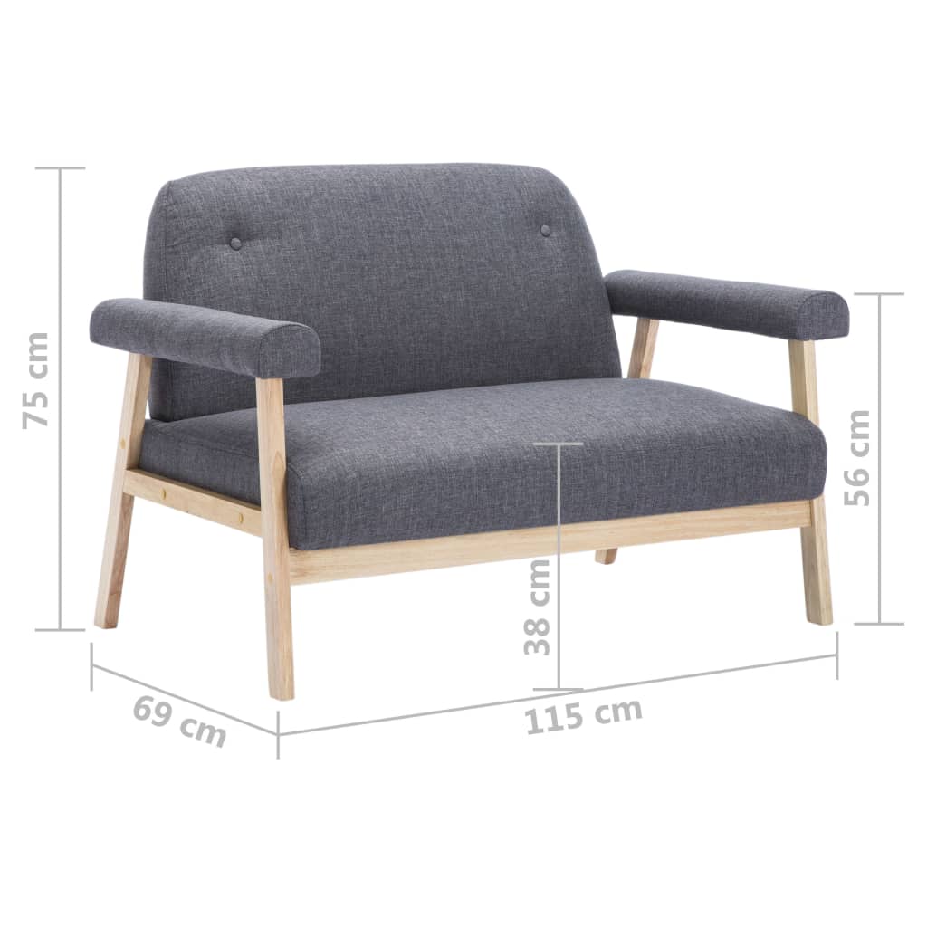 2-Sitssoffa Tyg Mörkgrå