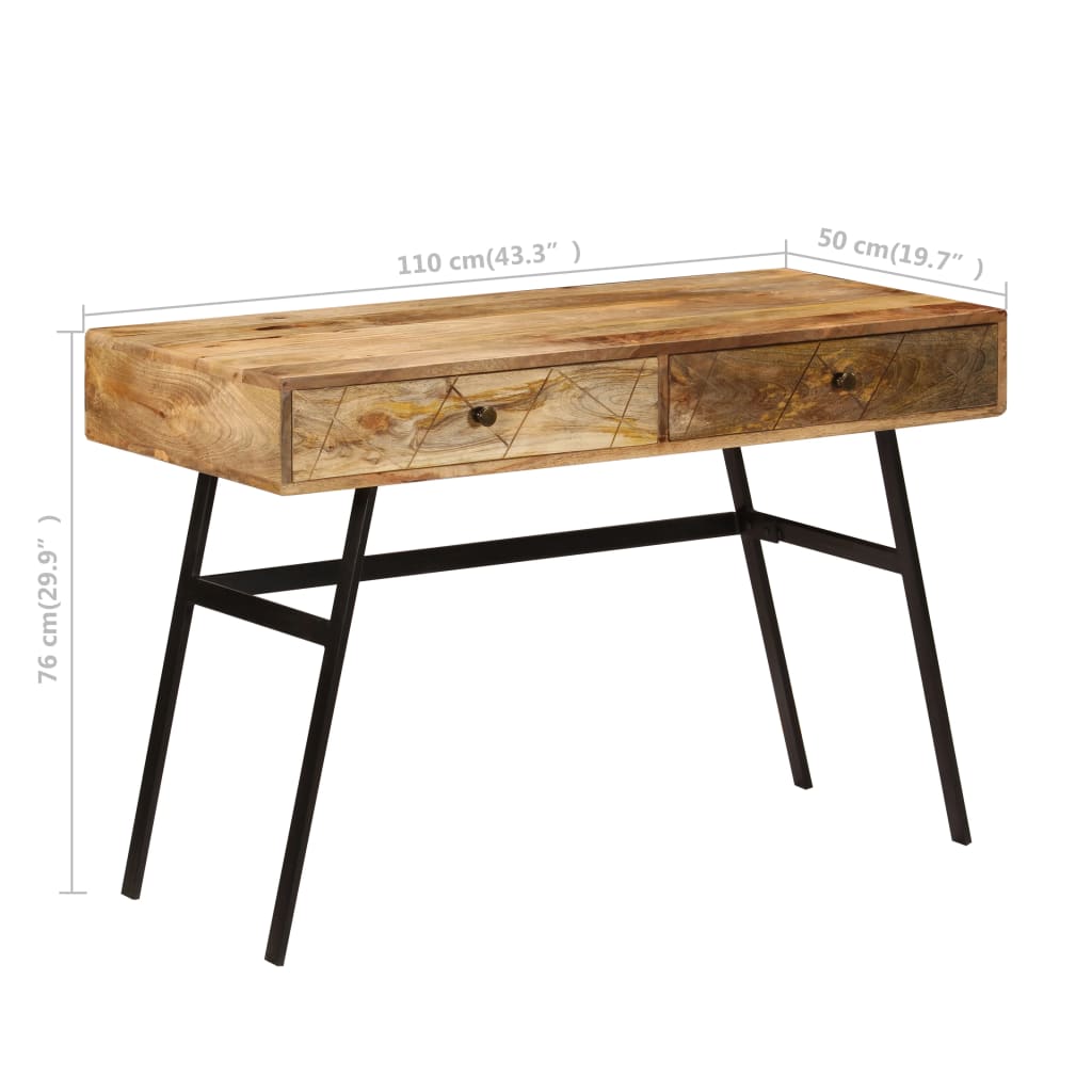 Skrivbord Med Lådor Massivt Mangoträ 110X50X76 Cm