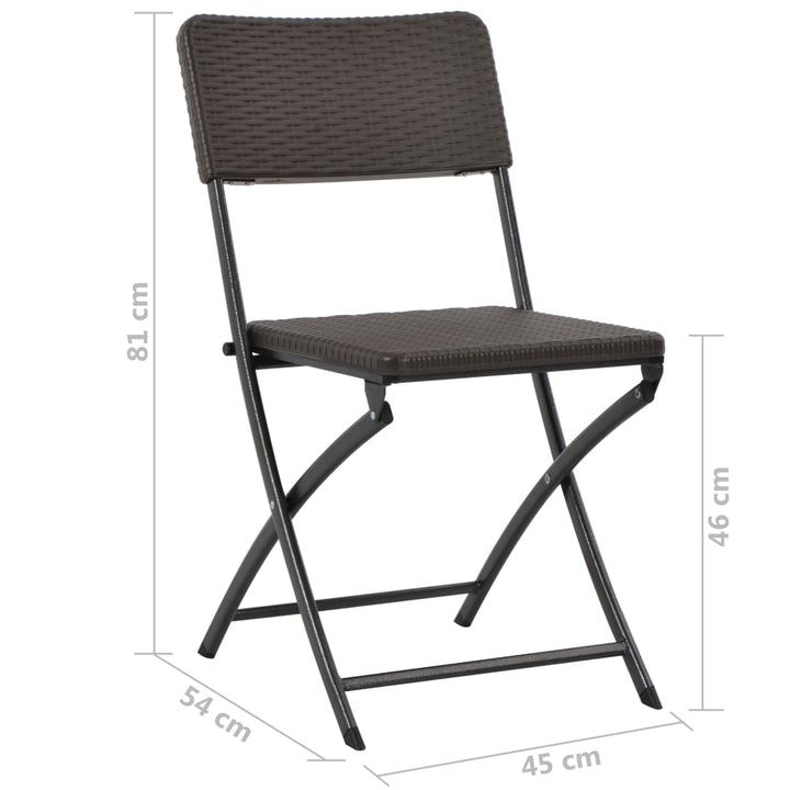 Hopfällbara Trädgårdsstolar 4 St Konstrotting Hdpe &amp; Stål Brun