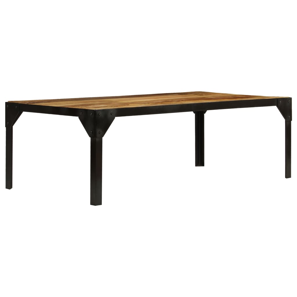 Soffbord Massivt Grovt Mangoträ Och Stål 110 Cm
