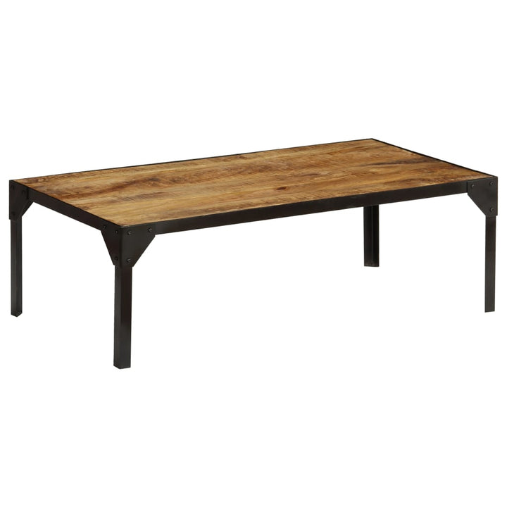 Soffbord Massivt Grovt Mangoträ Och Stål 110 Cm