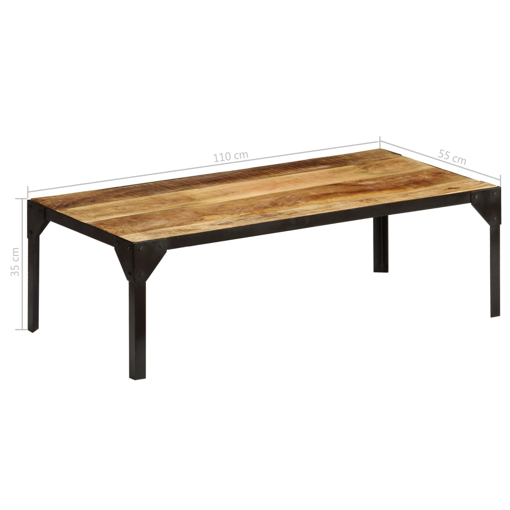 Soffbord Massivt Grovt Mangoträ Och Stål 110 Cm