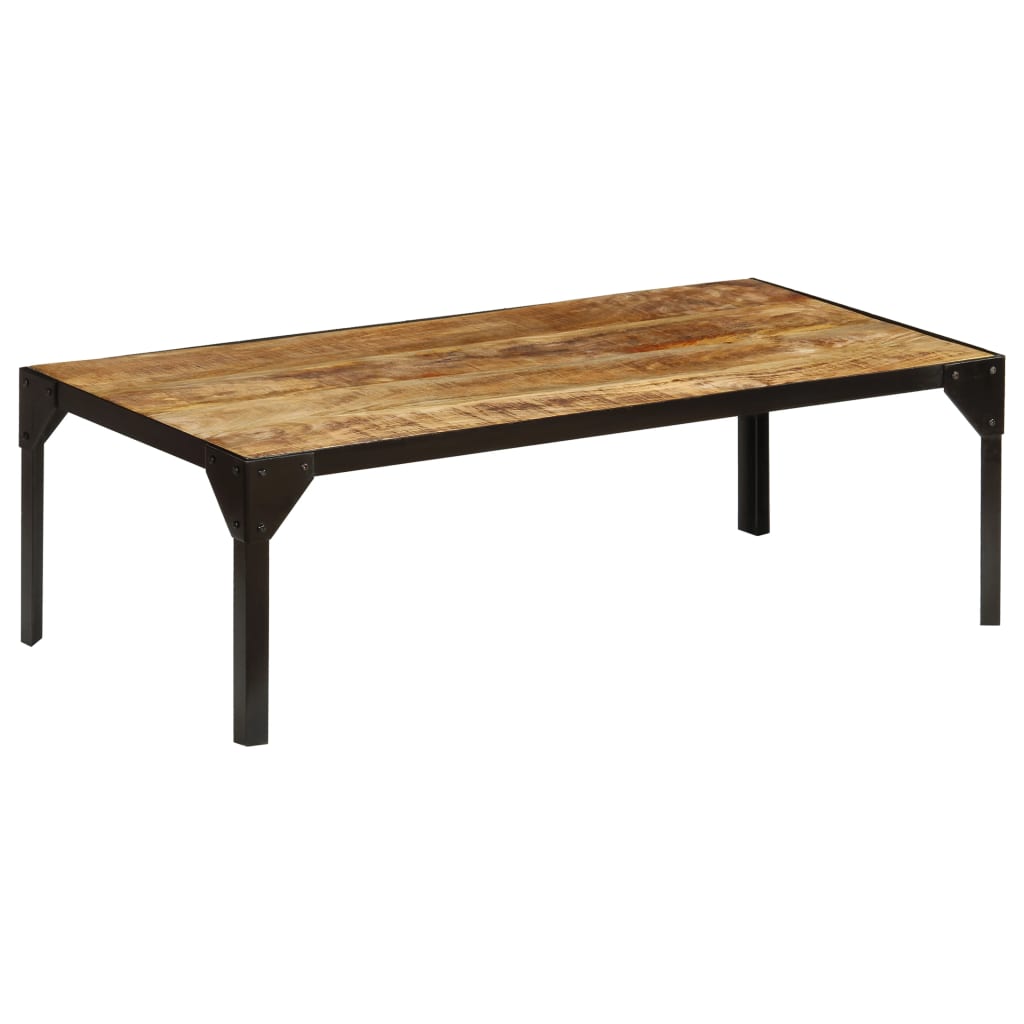 Soffbord Massivt Grovt Mangoträ Och Stål 110 Cm