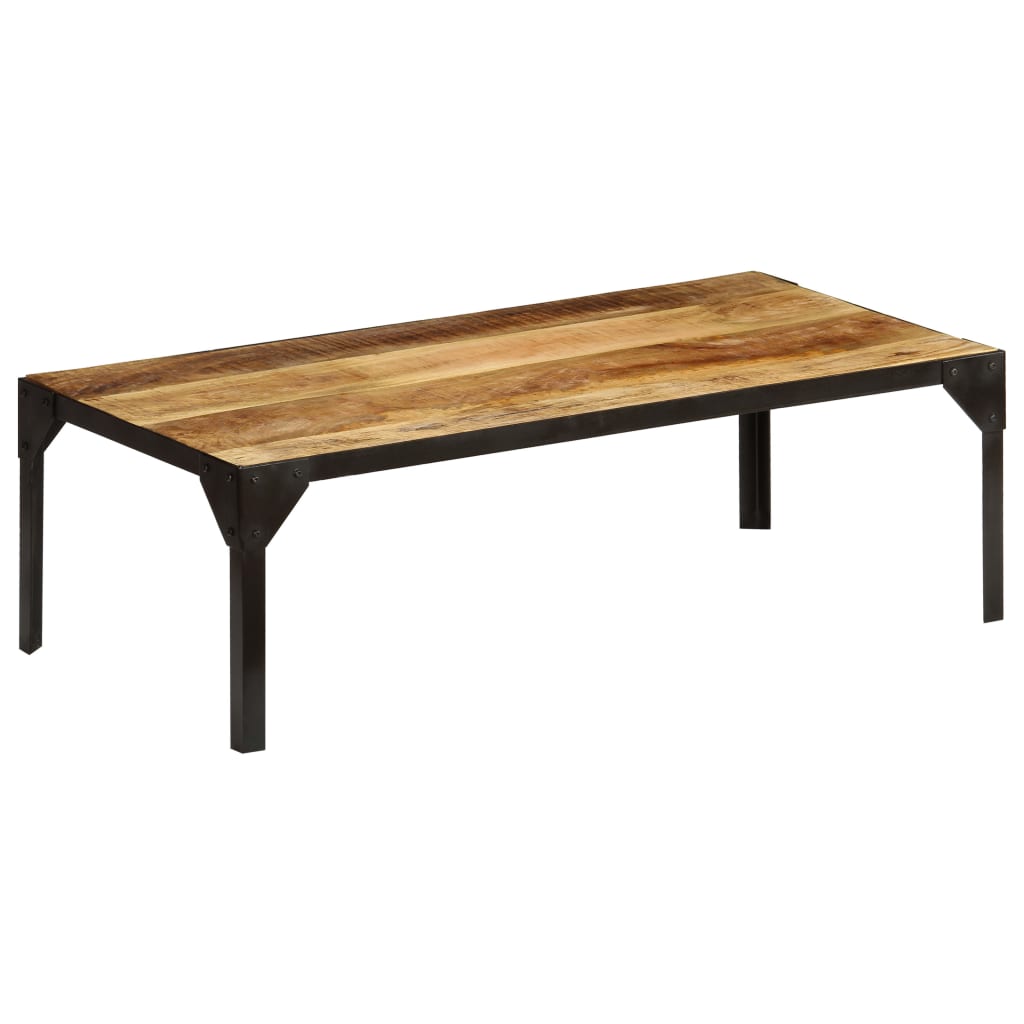 Soffbord Massivt Grovt Mangoträ Och Stål 110 Cm