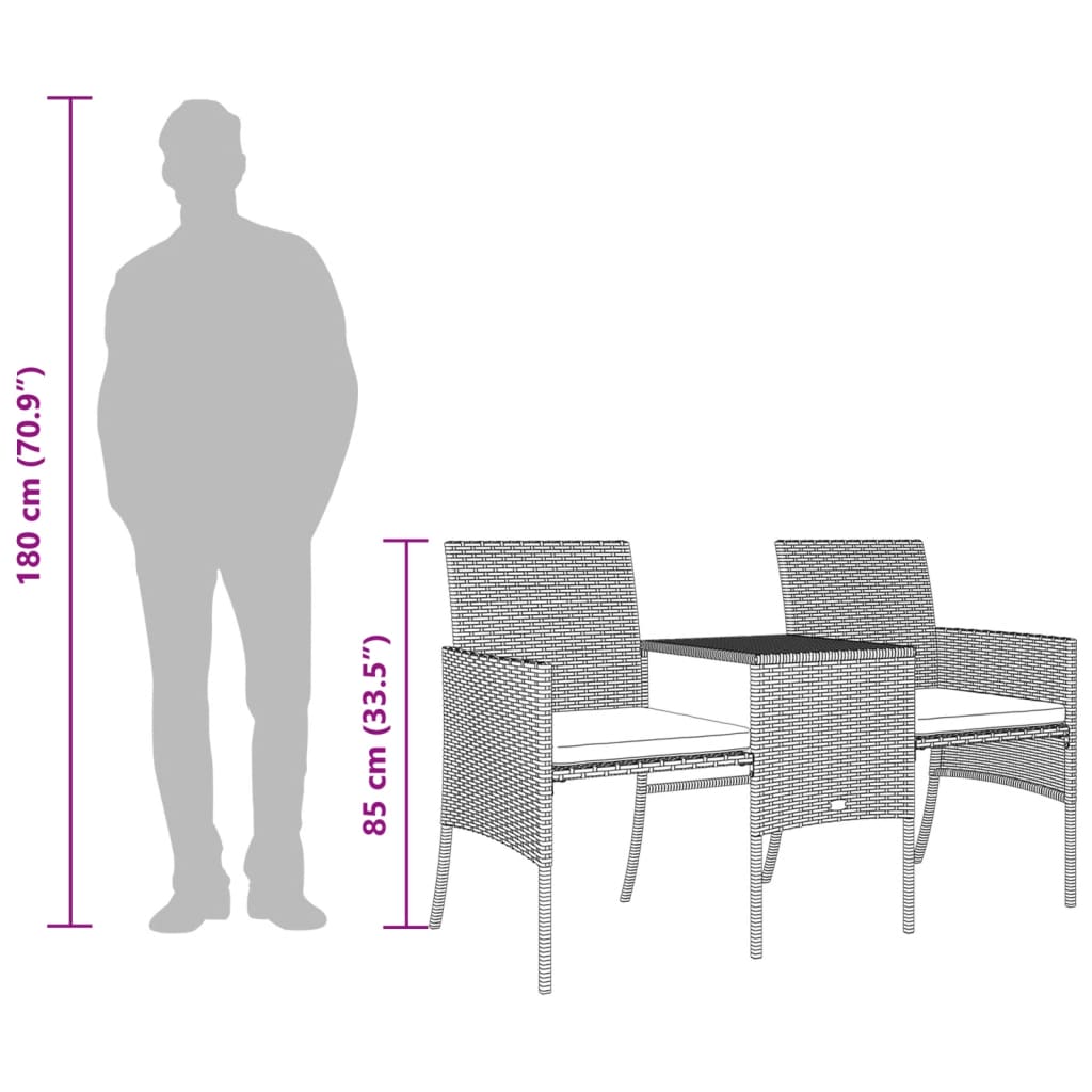 Trädgårdssoffa 2-Sits Med Bord &amp; Fotpallar Konstrotting